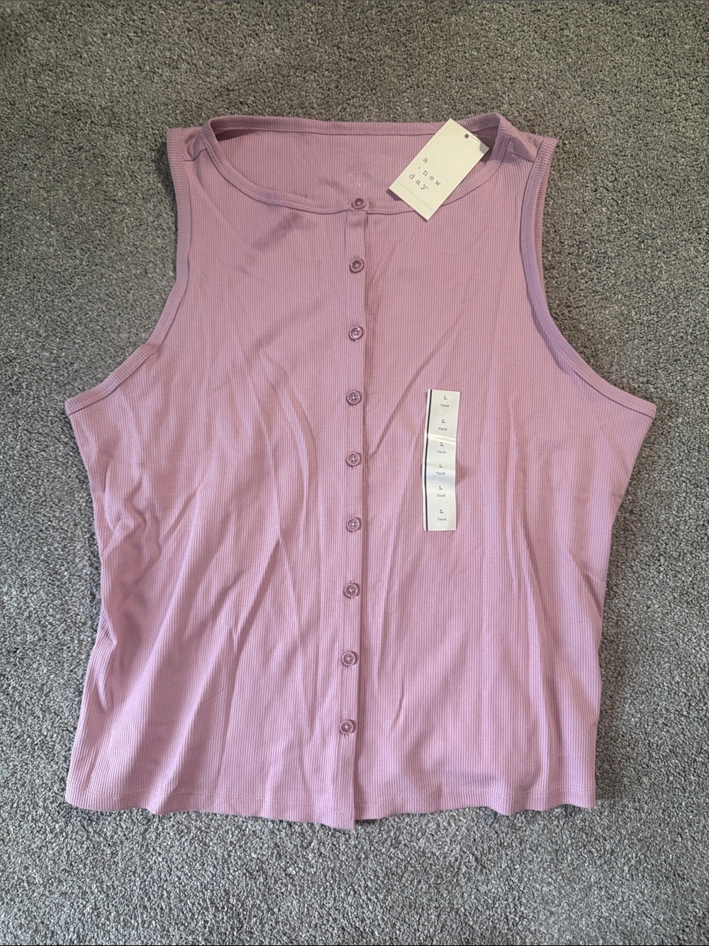 a new day Lilac Ribbed Button-Front Tank